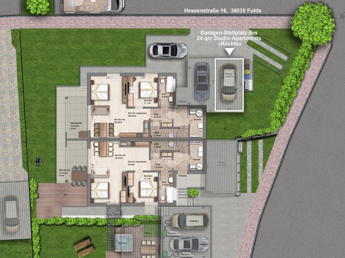 -Neubau- 24 Qm Studio-Apartment フルダ エクステリア 写真
